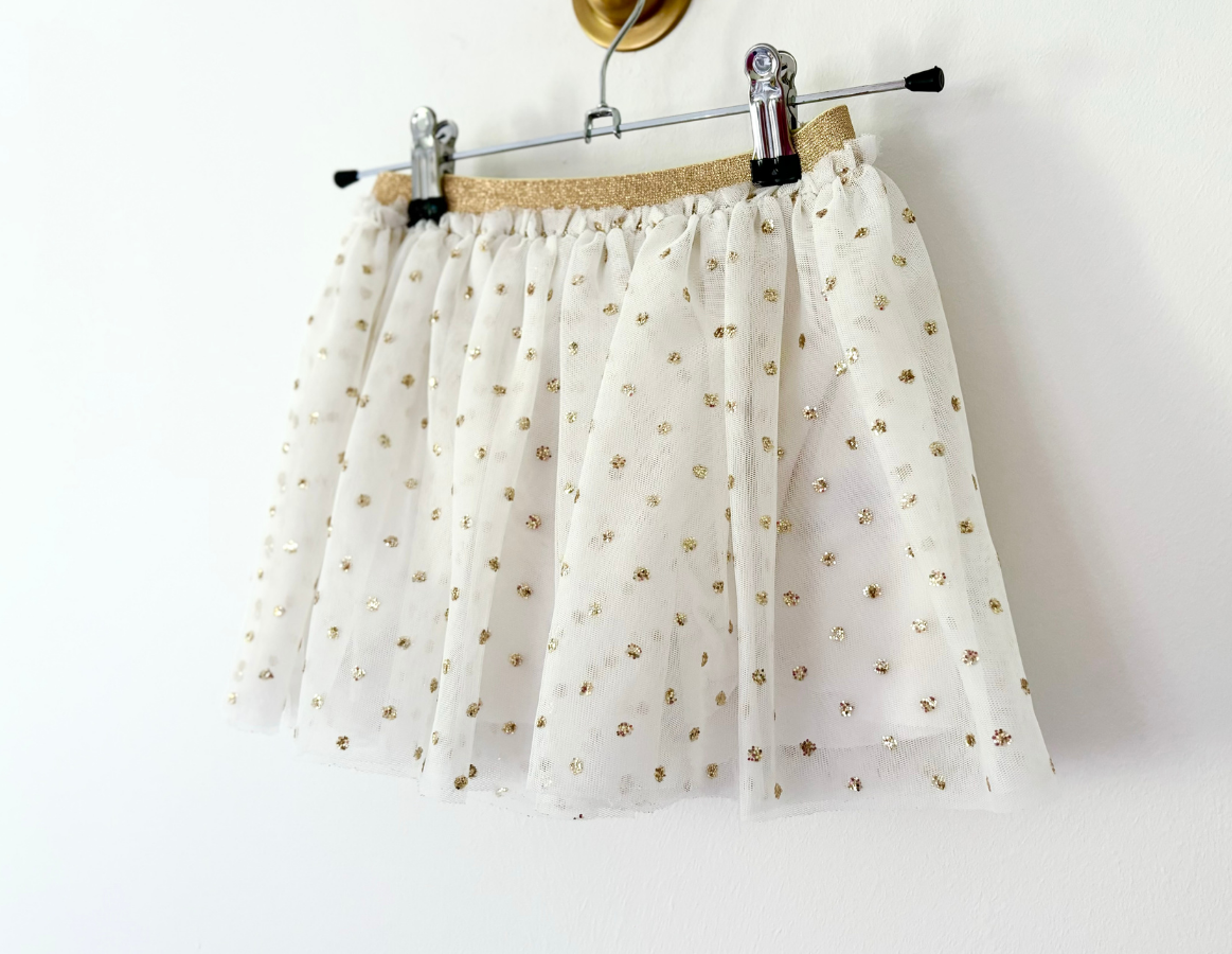 Petit Bateau Gold Polka Dot Tulle Party Skirt