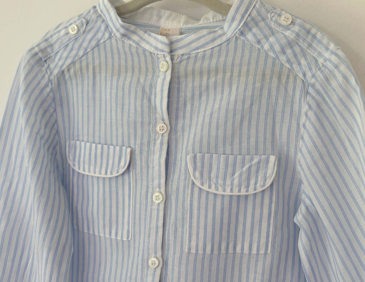 Zara Striped Collarless Shirt