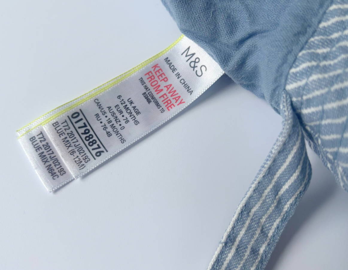 M&S blue striped sun hat